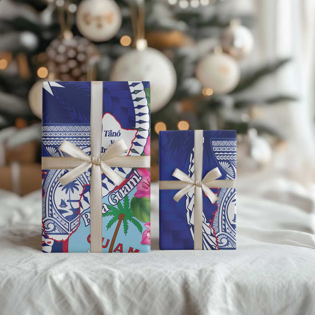 Biba Guam Liberation Day Wrapping Paper Tano y Chamoru Latte Stone Blue LT14 - Polynesian Pride