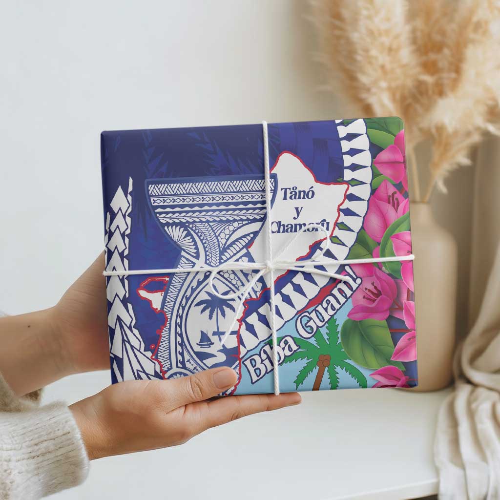 Biba Guam Liberation Day Wrapping Paper Tano y Chamoru Latte Stone Blue LT14 - Polynesian Pride