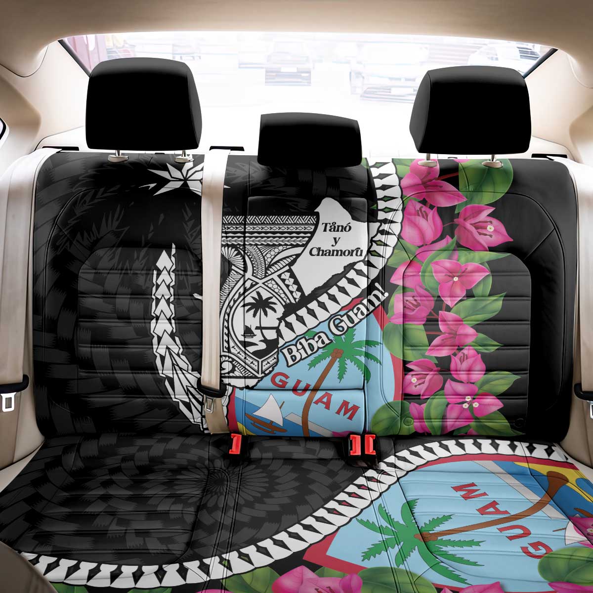 Biba Guam Liberation Day Back Car Seat Cover Tano y Chamoru Latte Stone Black LT14 - Polynesian Pride