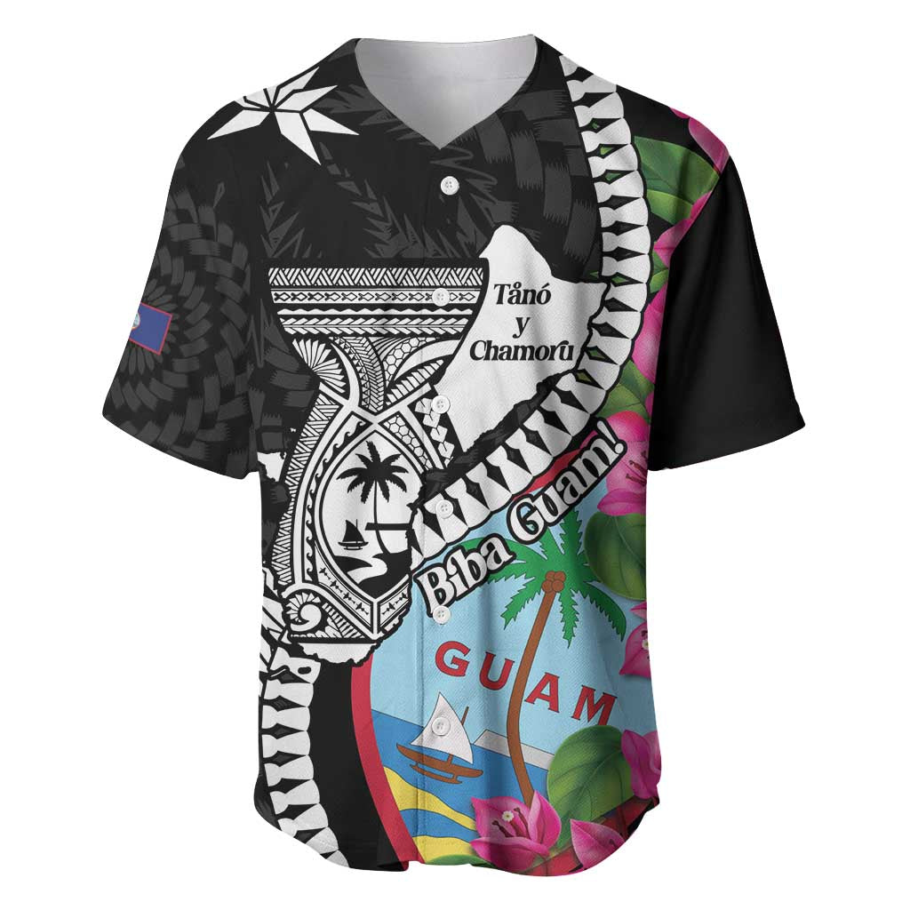 Biba Guam Liberation Day Baseball Jersey Tano y Chamoru Latte Stone Black LT14 Black - Polynesian Pride