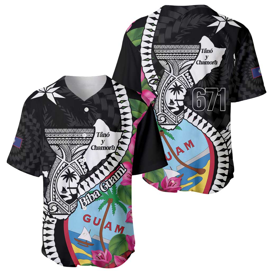 Biba Guam Liberation Day Baseball Jersey Tano y Chamoru Latte Stone Black LT14 - Polynesian Pride