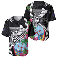 Biba Guam Liberation Day Baseball Jersey Tano y Chamoru Latte Stone Black LT14 - Polynesian Pride