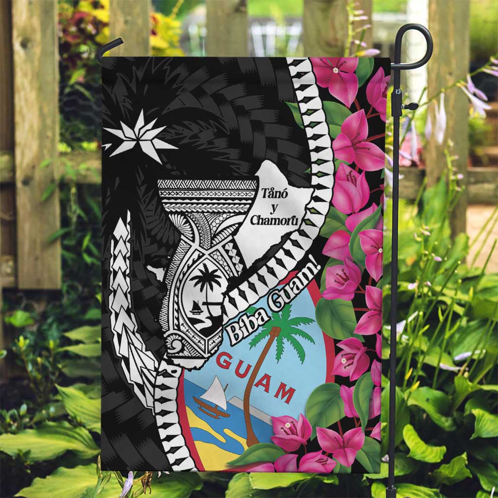 Biba Guam Liberation Day Garden Flag Tano y Chamoru Latte Stone Black LT14 Garden Flag Black - Polynesian Pride