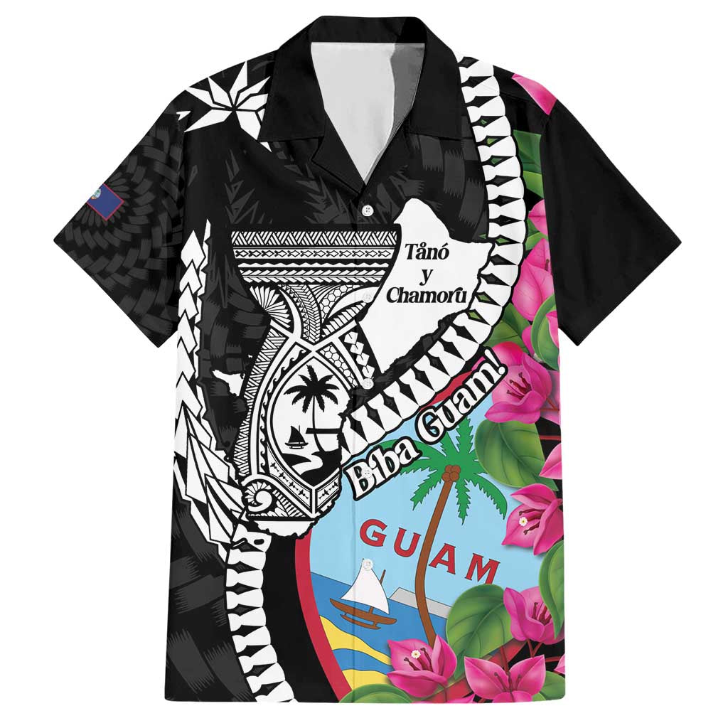 Biba Guam Liberation Day Hawaiian Shirt Tano y Chamoru Latte Stone Black LT14 Black - Polynesian Pride