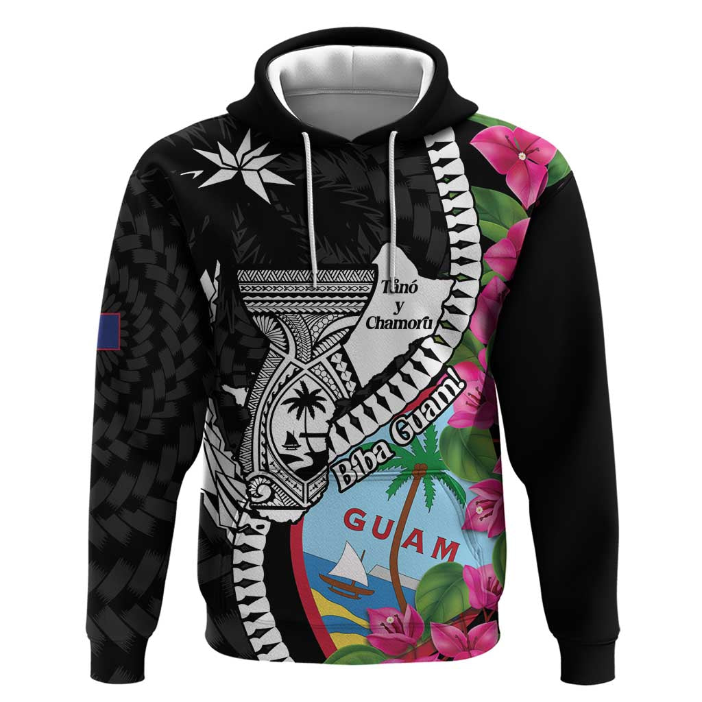 Biba Guam Liberation Day Hoodie Tano y Chamoru Latte Stone Black LT14 Pullover Hoodie Black - Polynesian Pride