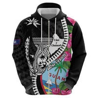 Biba Guam Liberation Day Hoodie Tano y Chamoru Latte Stone Black LT14 - Polynesian Pride