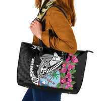 Biba Guam Liberation Day Leather Tote Bag Tano y Chamoru Latte Stone Black LT14 Black - Polynesian Pride