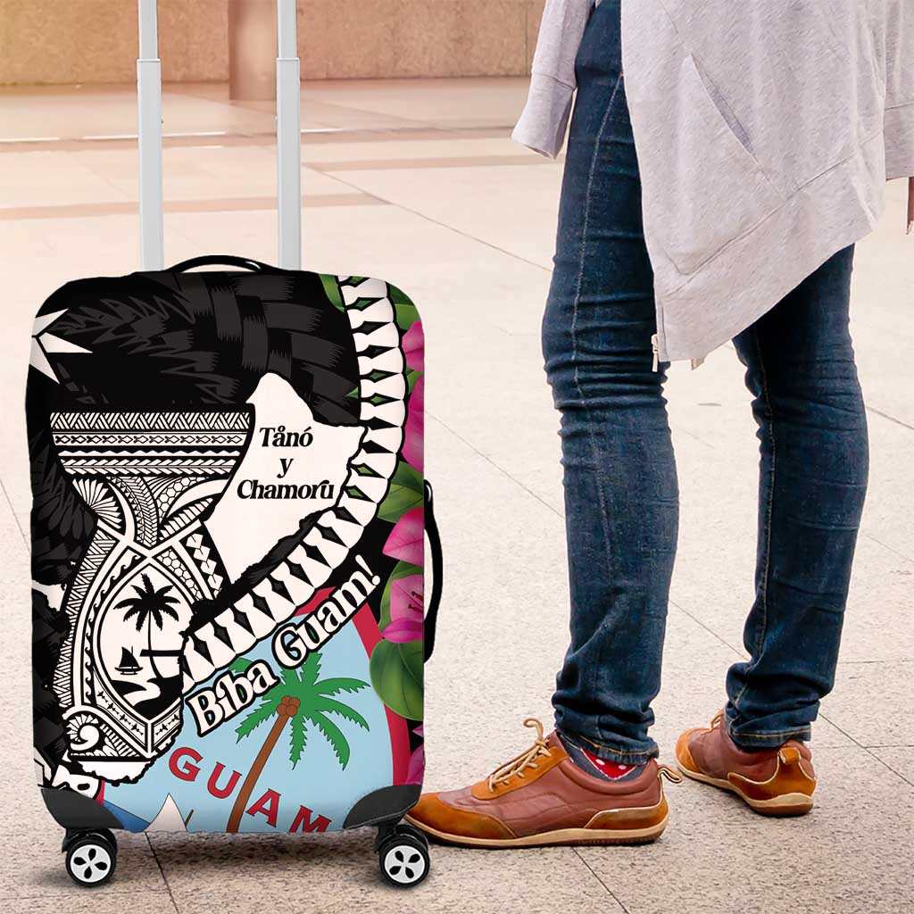 Biba Guam Liberation Day Luggage Cover Tano y Chamoru Latte Stone Black LT14 Black - Polynesian Pride