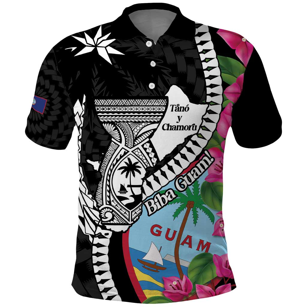Biba Guam Liberation Day Polo Shirt Tano y Chamoru Latte Stone Black LT14 Black - Polynesian Pride