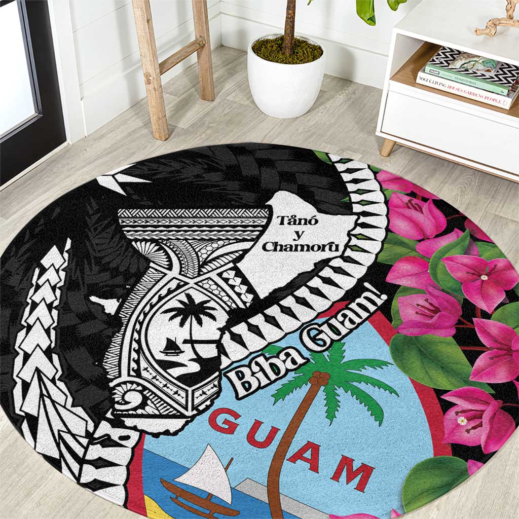 Biba Guam Liberation Day Round Carpet Tano y Chamoru Latte Stone Black LT14 Black - Polynesian Pride