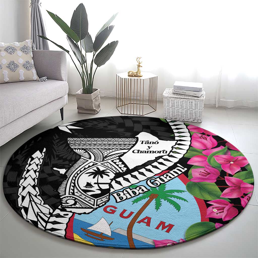 Biba Guam Liberation Day Round Carpet Tano y Chamoru Latte Stone Black LT14 - Polynesian Pride