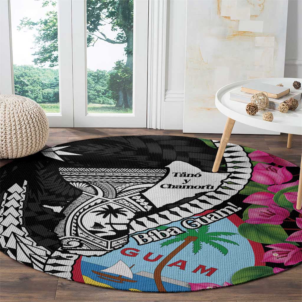 Biba Guam Liberation Day Round Carpet Tano y Chamoru Latte Stone Black LT14 - Polynesian Pride