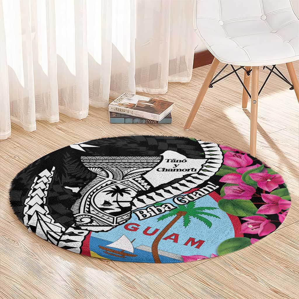 Biba Guam Liberation Day Round Carpet Tano y Chamoru Latte Stone Black LT14 - Polynesian Pride