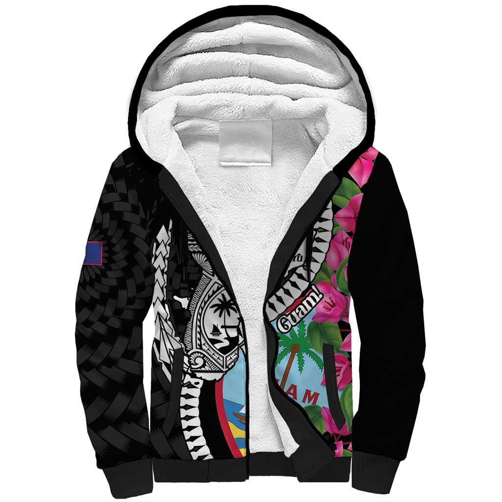 Biba Guam Liberation Day Sherpa Hoodie Tano y Chamoru Latte Stone Black LT14 Unisex Black - Polynesian Pride