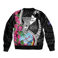 Biba Guam Liberation Day Sleeve Zip Bomber Jacket Tano y Chamoru Latte Stone Black LT14 - Polynesian Pride