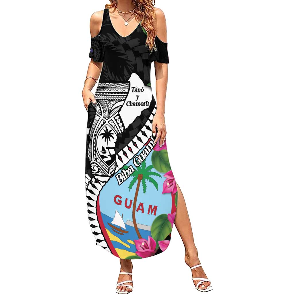 Biba Guam Liberation Day Summer Maxi Dress Tano y Chamoru Latte Stone Black LT14 Women Black - Polynesian Pride