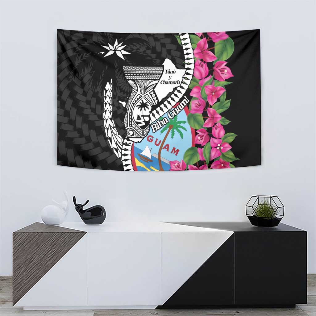 Biba Guam Liberation Day Tapestry Tano y Chamoru Latte Stone Black LT14 - Polynesian Pride