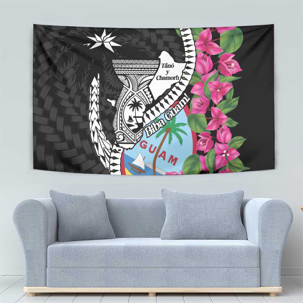 Biba Guam Liberation Day Tapestry Tano y Chamoru Latte Stone Black LT14 - Polynesian Pride