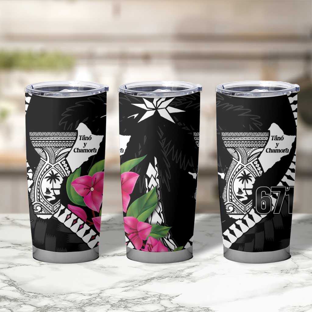 Biba Guam Liberation Day Tumbler Cup Tano y Chamoru Latte Stone Black LT14 - Polynesian Pride