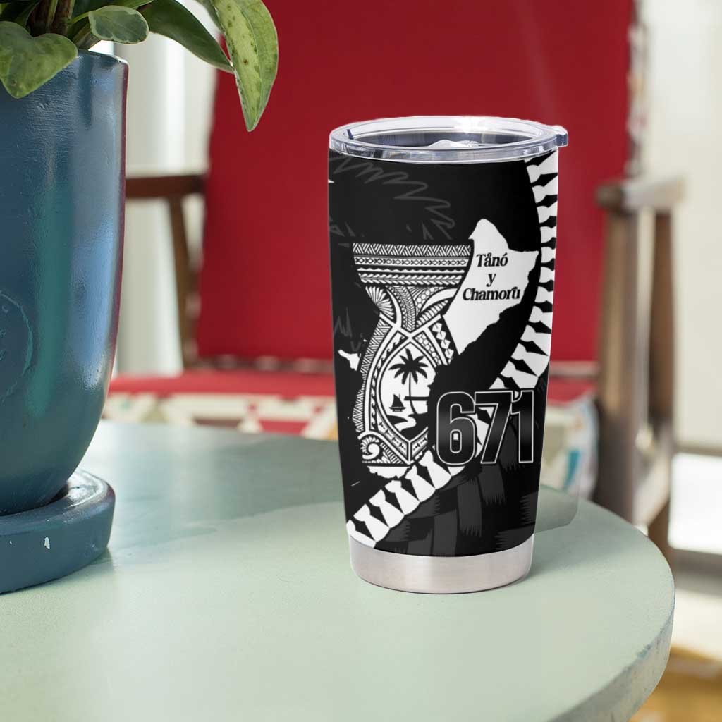 Biba Guam Liberation Day Tumbler Cup Tano y Chamoru Latte Stone Black LT14 - Polynesian Pride