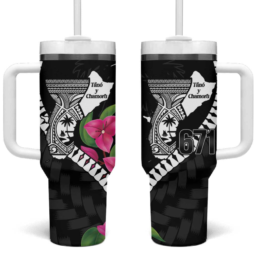 Biba Guam Liberation Day Tumbler With Handle Tano y Chamoru Latte Stone Black LT14 One Size: 40 oz Black - Polynesian Pride