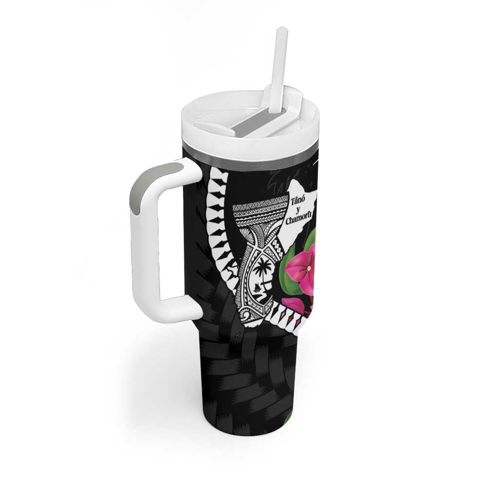 Biba Guam Liberation Day Tumbler With Handle Tano y Chamoru Latte Stone Black LT14 - Polynesian Pride
