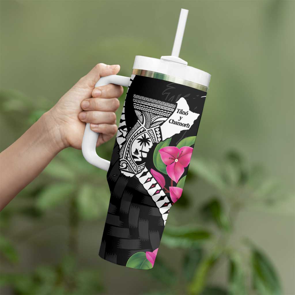 Biba Guam Liberation Day Tumbler With Handle Tano y Chamoru Latte Stone Black LT14 - Polynesian Pride