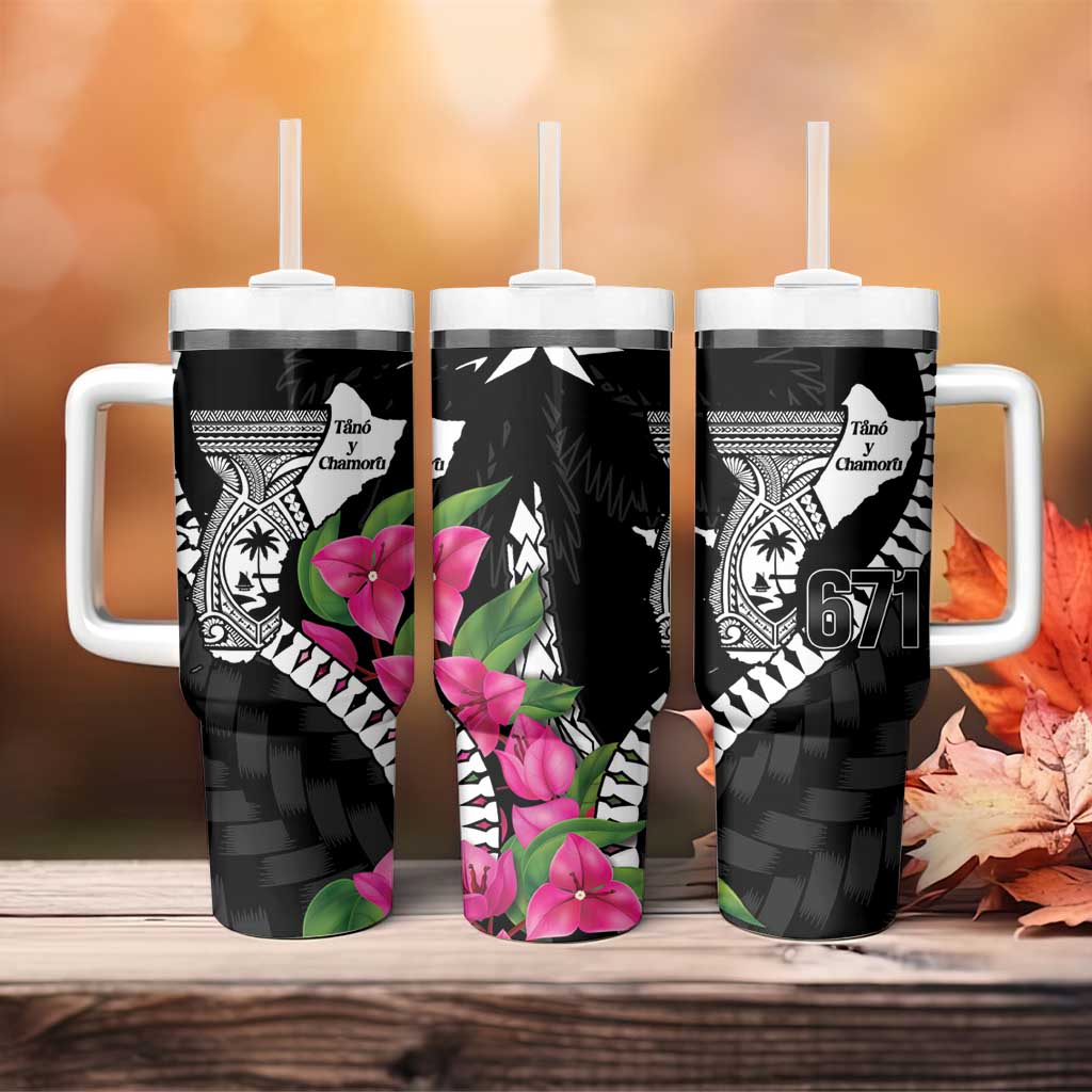 Biba Guam Liberation Day Tumbler With Handle Tano y Chamoru Latte Stone Black LT14 - Polynesian Pride