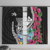 Biba Guam Liberation Day Window Curtain Tano y Chamoru Latte Stone Black LT14 With Hooks Black - Polynesian Pride