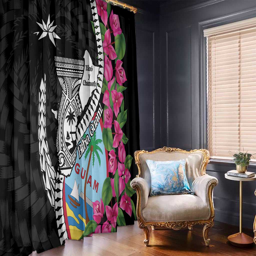 Biba Guam Liberation Day Window Curtain Tano y Chamoru Latte Stone Black LT14 - Polynesian Pride