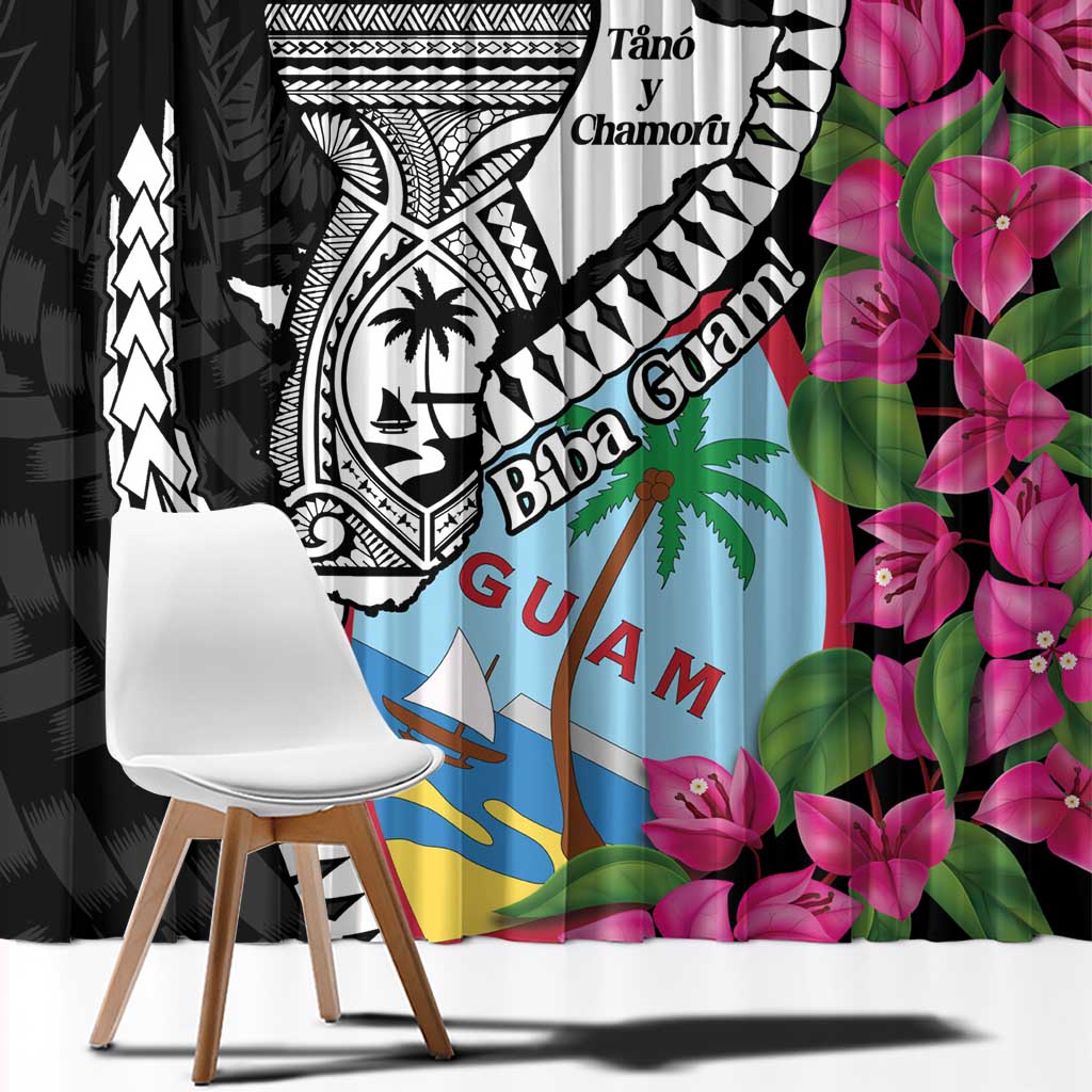 Biba Guam Liberation Day Window Curtain Tano y Chamoru Latte Stone Black LT14 - Polynesian Pride