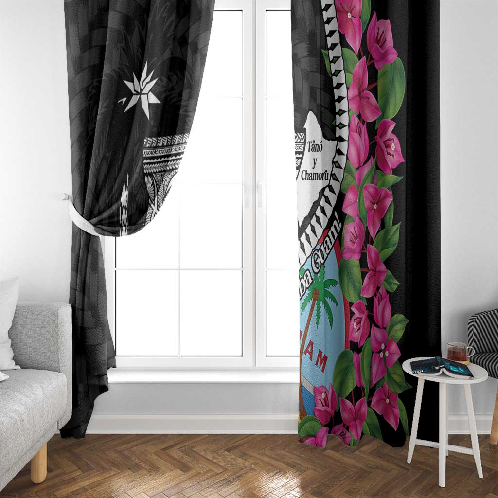 Biba Guam Liberation Day Window Curtain Tano y Chamoru Latte Stone Black LT14 - Polynesian Pride