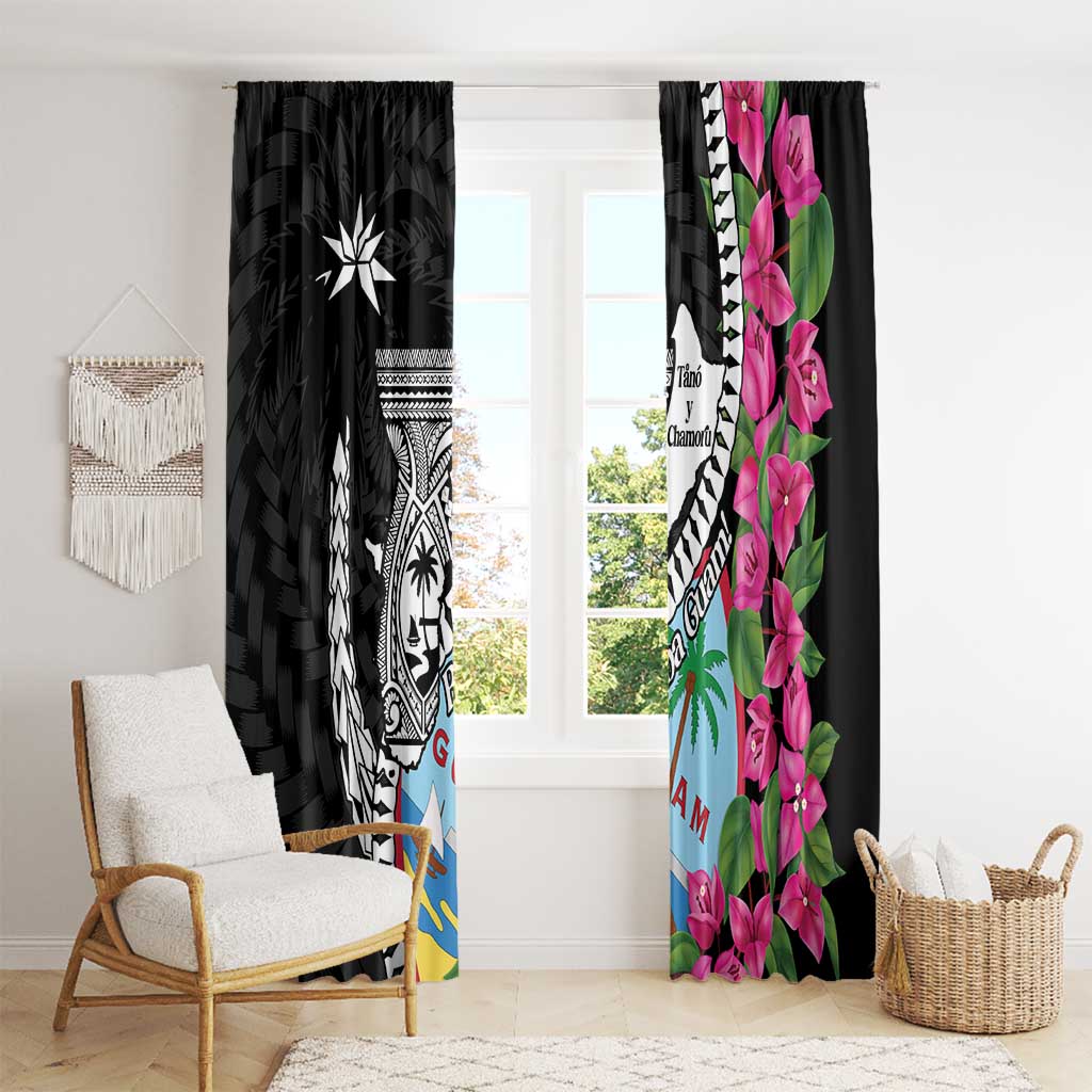 Biba Guam Liberation Day Window Curtain Tano y Chamoru Latte Stone Black LT14 - Polynesian Pride