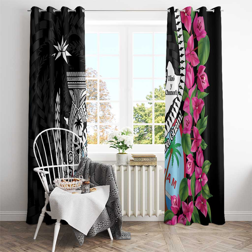 Biba Guam Liberation Day Window Curtain Tano y Chamoru Latte Stone Black LT14 - Polynesian Pride