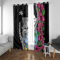 Biba Guam Liberation Day Window Curtain Tano y Chamoru Latte Stone Black LT14 With Grommets Black - Polynesian Pride