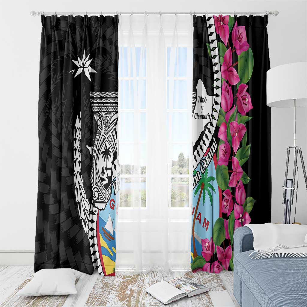 Biba Guam Liberation Day Window Curtain Tano y Chamoru Latte Stone Black LT14 - Polynesian Pride