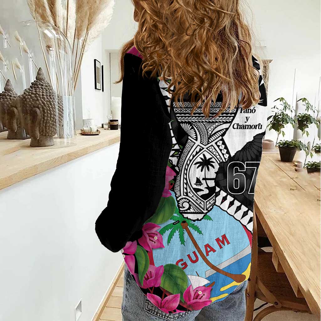 Biba Guam Liberation Day Women Casual Shirt Tano y Chamoru Latte Stone Black LT14 - Polynesian Pride
