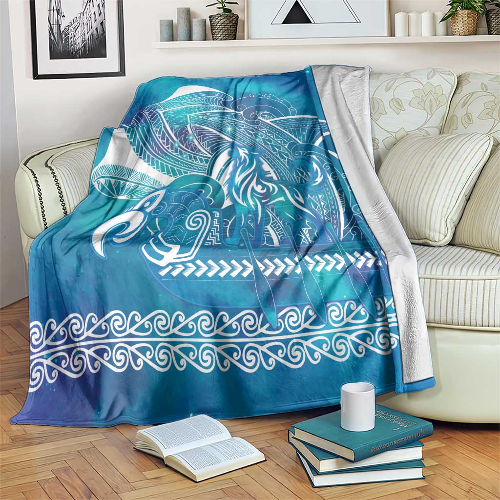 Kuri Dog Waka New Zealand Matariki Blanket Ocean Sharks Maori Tattoo LT14 Blue - Polynesian Pride