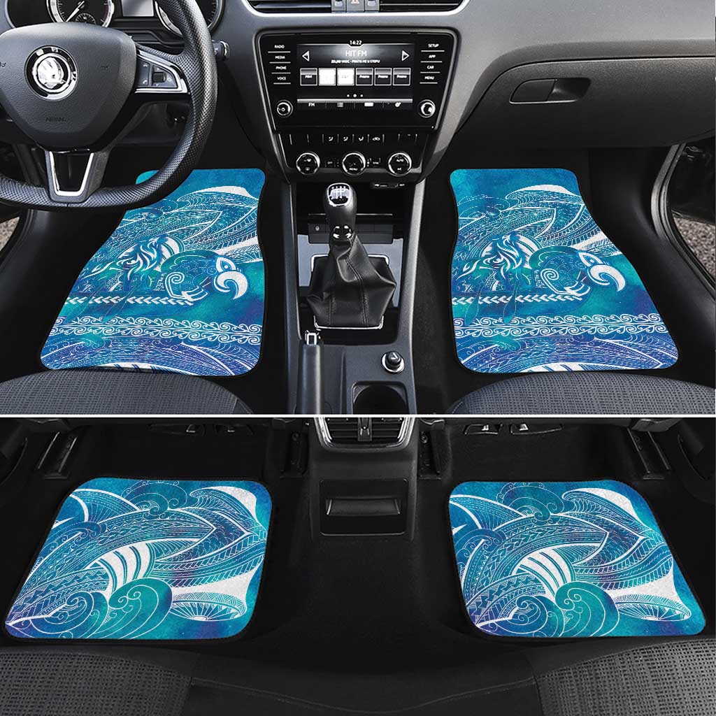 Kuri Dog Waka New Zealand Matariki Car Mats Ocean Sharks Maori Tattoo LT14 Set 4pcs Blue - Polynesian Pride