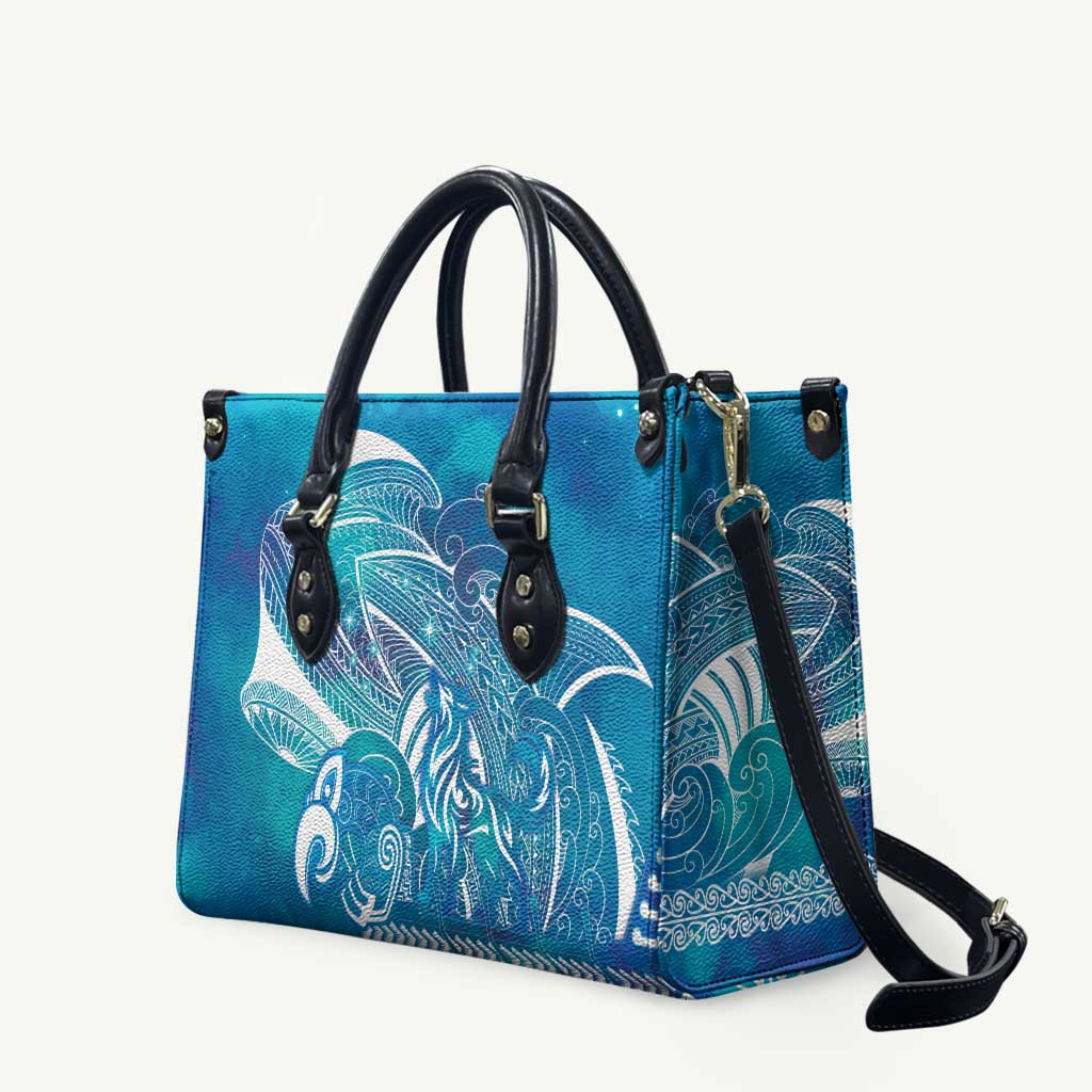 Kuri Dog Waka New Zealand Matariki Leather Bag Ocean Sharks Maori Tattoo LT14 Blue - Polynesian Pride