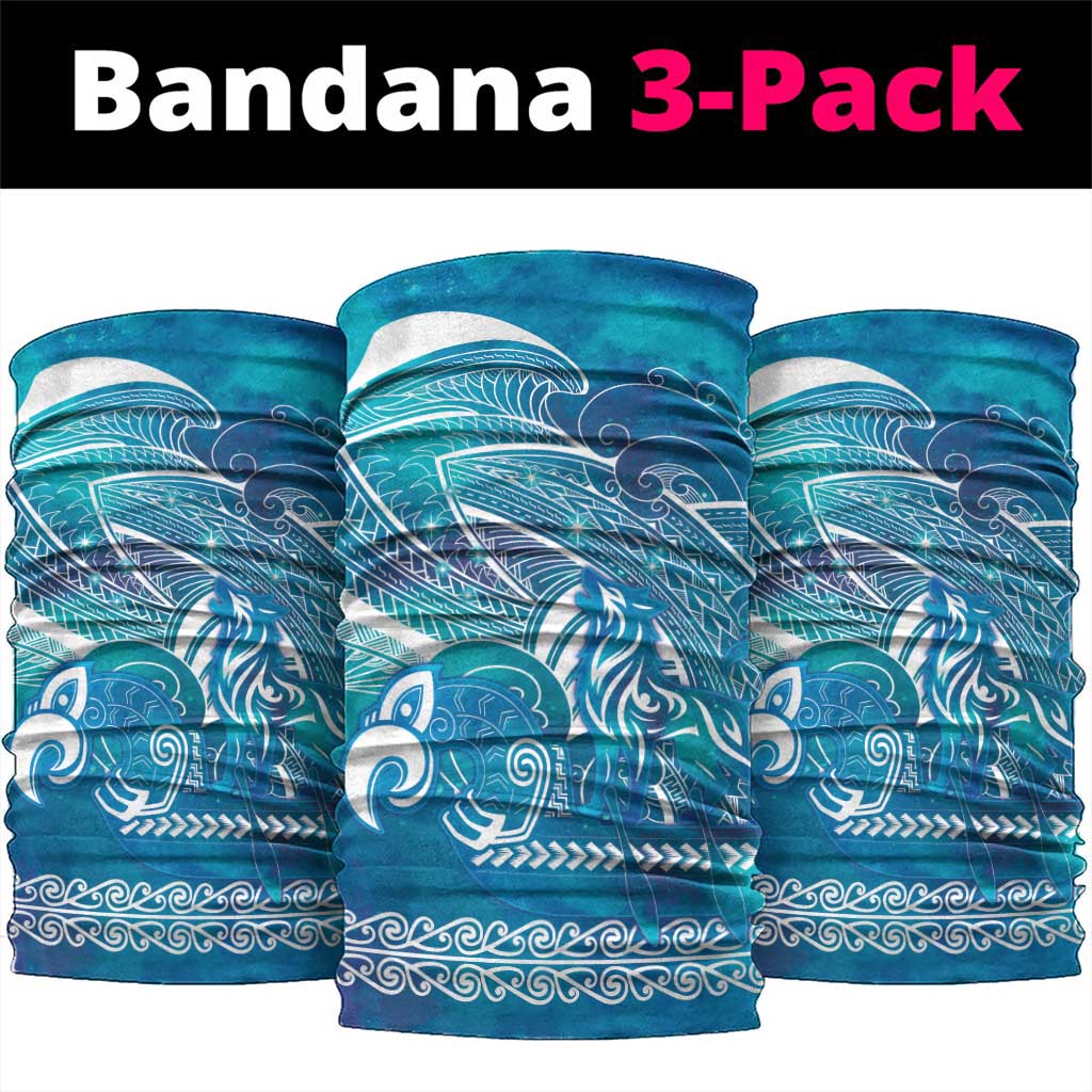 Kuri Dog Waka New Zealand Matariki Neck Gaiter Ocean Sharks Maori Tattoo LT14 package One Size: 25*50cm Blue - Polynesian Pride