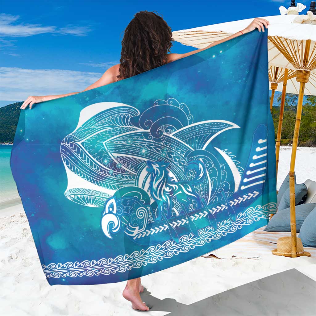 Kuri Dog Waka New Zealand Matariki Sarong Ocean Sharks Maori Tattoo LT14 One Size 44 x 66 inches Blue - Polynesian Pride