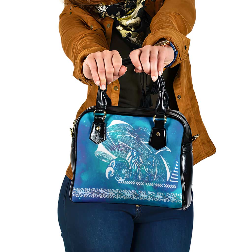 Kuri Dog Waka New Zealand Matariki Shoulder Handbag Ocean Sharks Maori Tattoo LT14 One Size Blue - Polynesian Pride