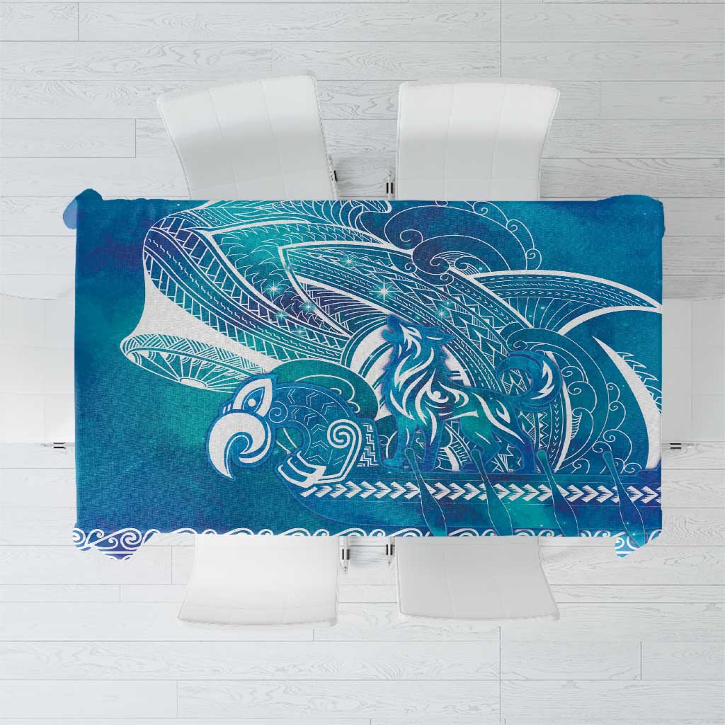 Kuri Dog Waka New Zealand Matariki Tablecloth Ocean Sharks Maori Tattoo LT14 Blue - Polynesian Pride