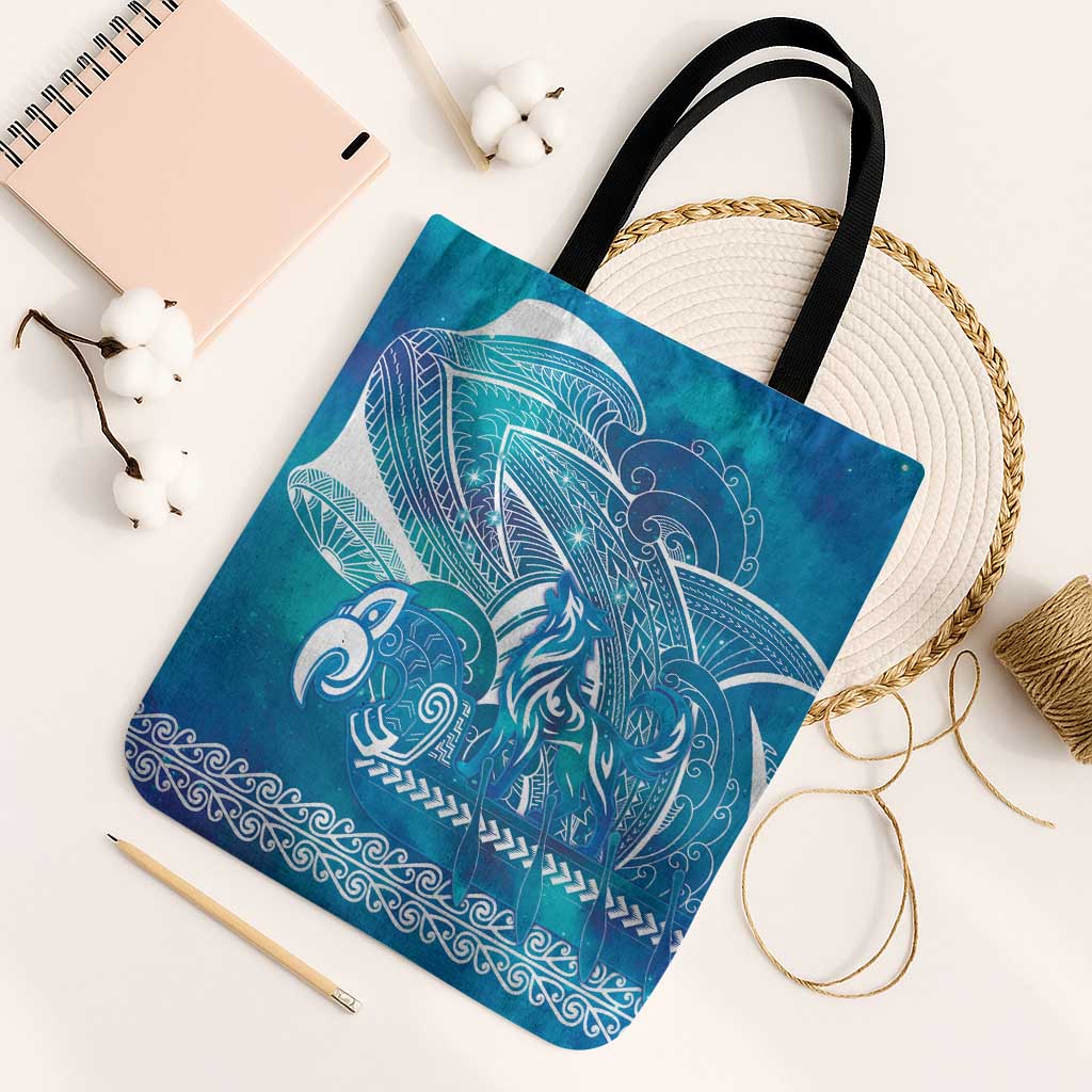 Kuri Dog Waka New Zealand Matariki Tote Bag Ocean Sharks Maori Tattoo LT14 Black Strap One Size Blue - Polynesian Pride