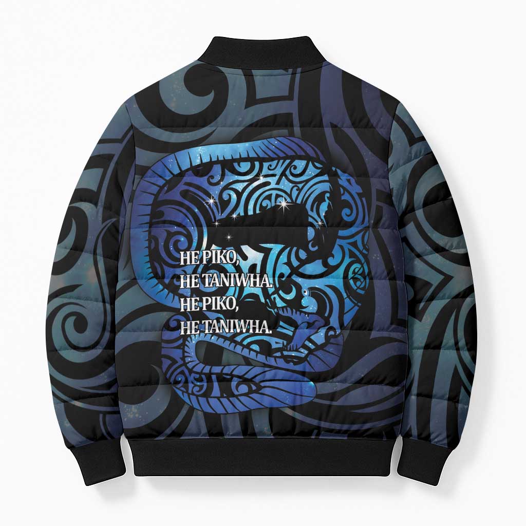 Tuna Eel New Zealand Matariki Bomber Puffer Jacket He Piko He Taniwha Maori Pattern LT14 - Polynesian Pride