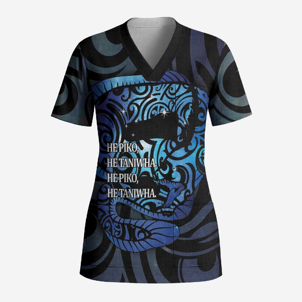 Tuna Eel New Zealand Matariki Scrub Top He Piko He Taniwha Maori Pattern LT14 Adult Purple - Polynesian Pride