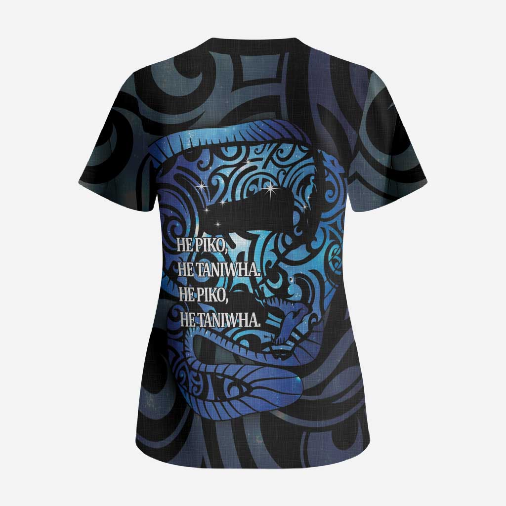 Tuna Eel New Zealand Matariki Scrub Top He Piko He Taniwha Maori Pattern LT14 - Polynesian Pride
