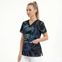 Tuna Eel New Zealand Matariki Scrub Top He Piko He Taniwha Maori Pattern LT14 - Polynesian Pride