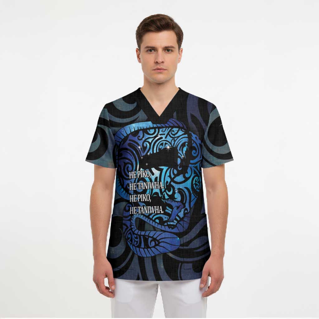 Tuna Eel New Zealand Matariki Scrub Top He Piko He Taniwha Maori Pattern LT14 - Polynesian Pride
